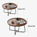 KAYSA 2 In 1 Round Nesting Coffee Table Set-Walnut - Image 6