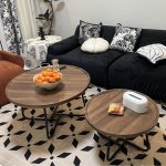 KAYSA 2 In 1 Round Nesting Coffee Table Set-Walnut - Image 4