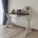 KIAN 120cm Study Desk With Hutch-White+Brown