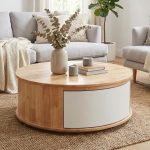 KOOPA D80cm Solid Wood Round Coffee Table-Natural White