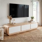 KOOPA 180cm Full Solid Wood TV Cabinet-Natural White - Image 2