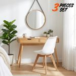 LAMAR 3 Pieces 120cm Dressing Table Set-Oak