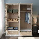 LOWES 4 Louver Shutter Door 2 Drawers Wardrobe-White+Oak - Image 4