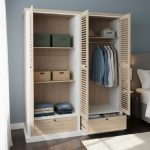 LOWES 4 Louver Shutter Door 2 Drawers Wardrobe-White+Oak - Image 3