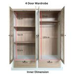 LOWES 4 Louver Shutter Door 2 Drawers Wardrobe-White+Oak - Image 9