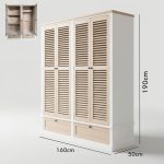 LOWES 4 Louver Shutter Door 2 Drawers Wardrobe-White+Oak - Image 8