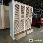 LOWES 4 Louver Shutter Door 2 Drawers Wardrobe-White+Oak - Image 7