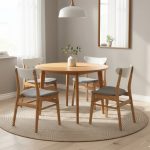 MAISIE 4 Seater Round Dining Set-Natural - Image 2