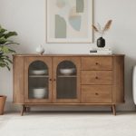 MAKARE 160cm Fluted Wooden Sideboard-Walnut