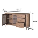 MAKARE 160cm Fluted Wooden Sideboard-Walnut - Image 3