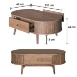 MAKARE 120cm Fluted Wooden Coffee Table-Walnut - Image 4