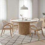 MILDREN D150cm Sintered Stone 4 Seater Dining Set-Natural