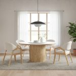 MILDREN D150cm Sintered Stone 4 Seater Dining Set-Natural - Image 2