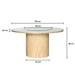 MILDREN D150cm Sintered Stone 4 Seater Dining Set-Natural - Image 4