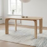 MONVA 6 Seater Full Solid Wood Dining Set-Natural - Image 3