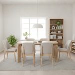 MONVA 6 Seater Full Solid Wood Dining Set-Natural - Image 2