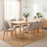 MONVA 6 Seater Full Solid Wood Dining Set-Natural
