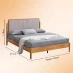 NATACHA Queen Size Wooden Bed Frame-Beech - Image 3