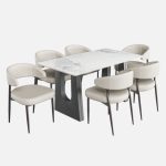 NETTIE 6 Seater Sintered Stone Dining Set-Cream - Image 2