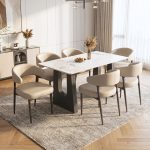 NETTIE 6 Seater Sintered Stone Dining Set-Cream