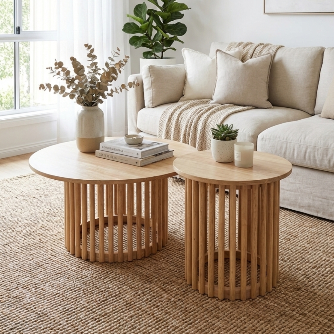 NIKO TABLE-2 NIKO Full Solid Wood Nesting Coffee Table-Natural - Image 1