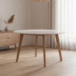 OREN D120cm Sintered Stone Round Dining Table-Natural - Image 4