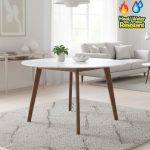 OREN D120cm Sintered Stone Round Dining Table-Walnut