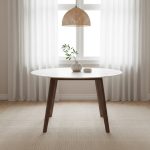 OREN D120cm Sintered Stone Round Dining Table-Walnut - Image 2