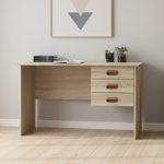 PAMELA 120cm 3 Drawers Writing Desk With Key Lock-Oak