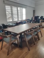 HELIA 8 Seater Full Solid Dining Set-Walnut - Image 2