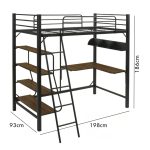 ROLLINS Metal Loft Bed With Desk-2 Colors - Image 5