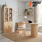 [Package] ROWLANDS 3 In 1 Wooden Study Room Set-Natural