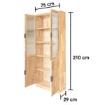 ROWLANDS 2 Glass Door Wooden Bookcase-Natural - Image 3