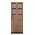 ROWLANDS 2 Glass Door Wooden Bookcase-Walnut - Image 3