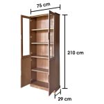 ROWLANDS 2 Glass Door Wooden Bookcase-Walnut - Image 4