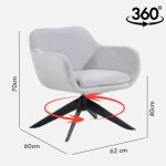 SASHA Swivel Lounge Chair-Grey - Image 2