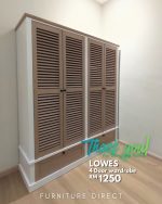 LOWES 4 Louver Shutter Door 2 Drawers Wardrobe-White+Oak - Image 10
