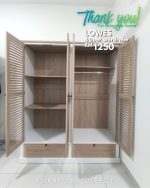 LOWES 4 Louver Shutter Door 2 Drawers Wardrobe-White+Oak - Image 11