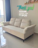 YOSAN 3 Seater Pet Friendly Push Back Sofa-Beige - Image 6