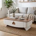 TITUBA 120cm 2 Drawers Coffee Table-Walnut+Milk Grey