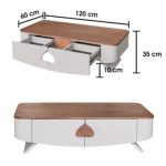 TITUBA 120cm 2 Drawers Coffee Table-Walnut+Milk Grey - Image 3