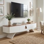 TITUBA 200cm 4 Drawers TV Cabinet-Walnut+Milk Grey - Image 3