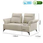 YOSAN 2 Seater Pet Friendly Push Back Sofa-Beige - Image 3
