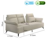 YOSAN 3 Seater Pet Friendly Push Back Sofa-Beige - Image 3
