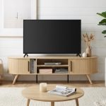 ZANE 180cm Fluted Sliding Door TV Cabinet-Oak