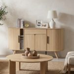 ZANE 160cm Fluted Sliding Door Sideboard-Oak - Image 2