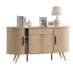 ZANE 160cm Fluted Sliding Door Sideboard-Oak - Image 3