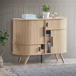 ZANE 120cm Fluted Sliding Door Compact Sideboard-Oak