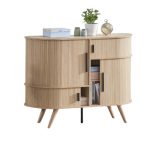 ZANE 120cm Fluted Sliding Door Compact Sideboard-Oak - Image 3