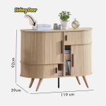 ZANE 120cm Fluted Sliding Door Compact Sideboard-Oak - Image 4